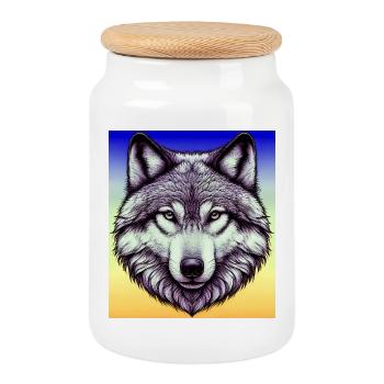 Wolf - Keksdose mit Holzdeckel - Weiß - Vorne