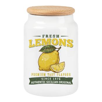 Chemise vintage Zitronen, style rétro citron frais - Boîte à biscuits avec couvercle en bois - blanc - Devant