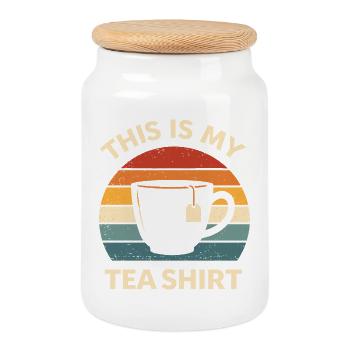 Chemise de thé drôle Chemise de thé Jeu de mots Cadeau pour amateurs de thé - Boîte à biscuits avec couvercle en bois - blanc - Devant