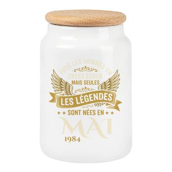 Anniversaire Mai 1984 - Boîte à biscuits avec couvercle en bois - blanc - Devant