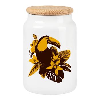 TOUCAN - Cookie Jar with Wooden Lid - white - Front