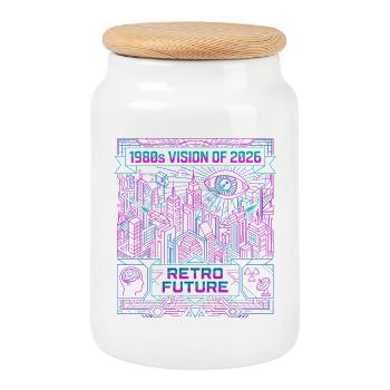 Old Vision Of Future - Cookie Jar with Wooden Lid - white - Front