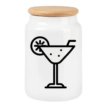 Cocktail - Keksdose mit Holzdeckel - Weiß - Vorne