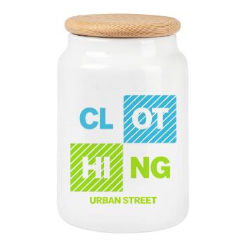 CLOTHING Bloc Urbain — Noir Néon - Boîte à biscuits avec couvercle en bois - blanc - Devant
