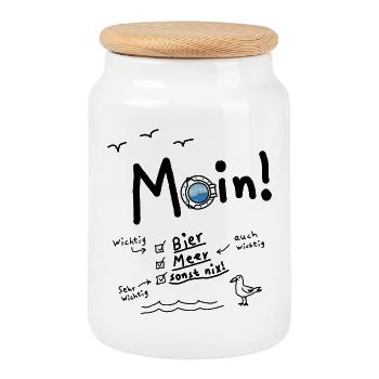 Moin Meer Bier Urlaub - Keksdose mit Holzdeckel - Weiß - Vorne