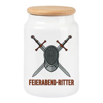 Motif du chevalier après le travail - Boîte à biscuits avec couvercle en bois - blanc - Devant
