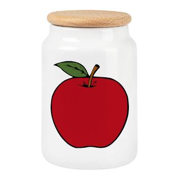 Apfel minimalistisch Geschenk - Keksdose mit Holzdeckel - Weiß - Vorne