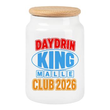 Malle 2026 Daydrin KING Malle Club 2026 - Keksdose mit Holzdeckel - Weiß - Vorne
