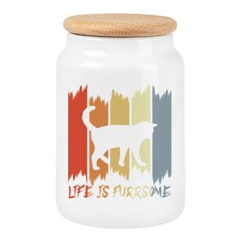 Cats Wit - Cookie Jar with Wooden Lid - white - Front