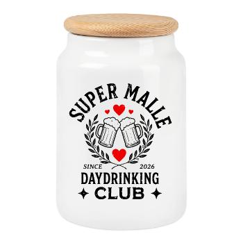Club de dégustation de jour Super Malle 2026 - Boîte à biscuits avec couvercle en bois - blanc - Devant