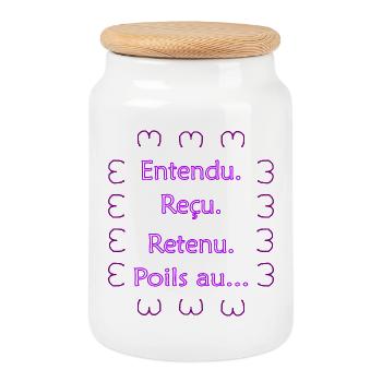 Entendu. Reçu. Retenu. Poils au... Violet Clair - Boîte à biscuits avec couvercle en bois - blanc - Devant