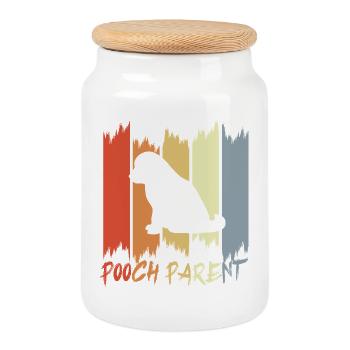 Propriétaire de chien - Boîte à biscuits avec couvercle en bois - blanc - Devant