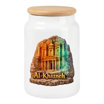 AlKhazneh Petra Rainbow - Cookie Jar with Wooden Lid - white - Front