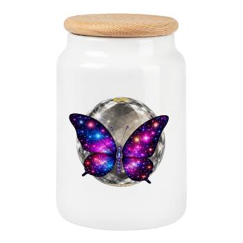 Merkur – Cosmic Butterfly of the Silent Sphere - Cookie Jar with Wooden Lid - white - Front