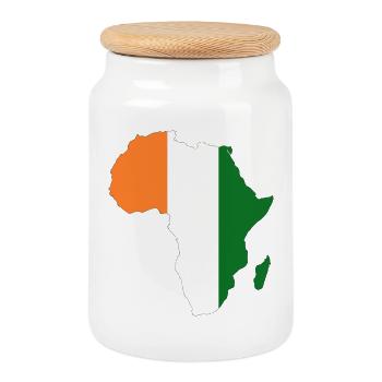Côte d'Ivoire Flag Africa - Cookie Jar with Wooden Lid - white - Front
