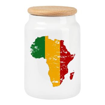 Drapeau du Mali Afrique utilisé - Boîte à biscuits avec couvercle en bois - blanc - Devant