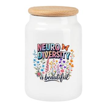 La neurodiversité est belle, Bloom - Boîte à biscuits avec couvercle en bois - blanc - Devant