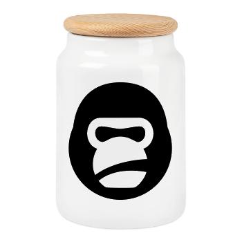 Gorilla Kettlebell – Logo de la bête de gym - Boîte à biscuits avec couvercle en bois - blanc - Devant