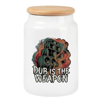 Système de son Dub Reggae - Boîte à biscuits avec couvercle en bois - blanc - Devant