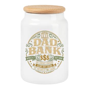 Dad Bank Retro Humor | Father's Day Gift - Cookie Jar with Wooden Lid - white - Front
