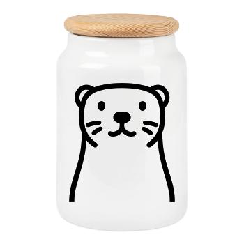 Otter - Keksdose mit Holzdeckel - Weiß - Vorne