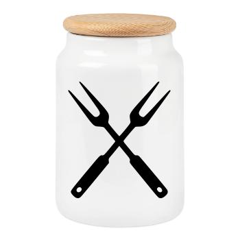 Grill Cutlery BBQ Grillmeister Food Truck Crew - Cookie Jar with Wooden Lid - white - Front