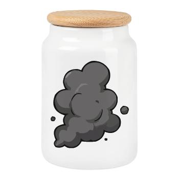 Graphique de nuage de fumée gris - Boîte à biscuits avec couvercle en bois - blanc - Devant