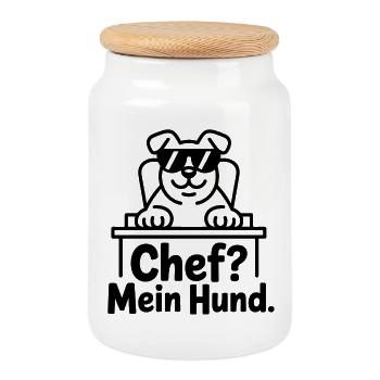 Kochhund Chef? Mein Hund. - Cookie Jar with Wooden Lid - white - Front