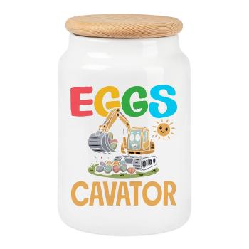 Happy Easter Sweet Easter Bunny Egg Hunt Easter Eggs - Cookie Jar with Wooden Lid - white - Front