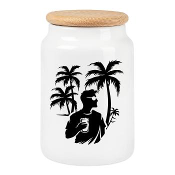 Fête Silhouette Holiday - Boîte à biscuits avec couvercle en bois - blanc - Devant