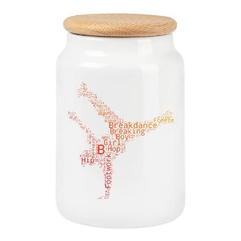 Gift idea for a hip-hop dancer with b-boying - Cookie Jar with Wooden Lid - white - Front
