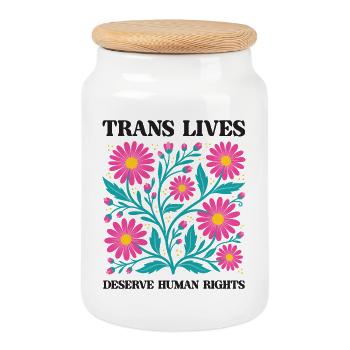 Mois de la fierté : les vies LGBT-trans méritent les droits humains - Boîte à biscuits avec couvercle en bois - blanc - Devant