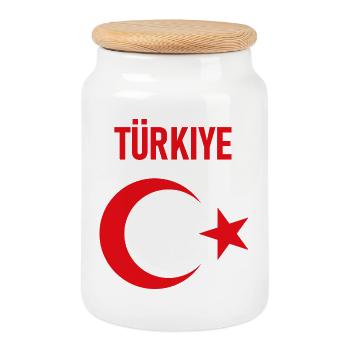 TÜRKEI TÜRKIYE TÜRKISCHE Europa Sport Fan - Keksdose mit Holzdeckel - Weiß - Vorne