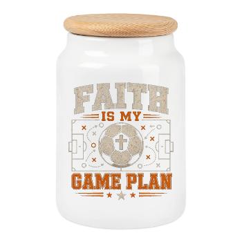 La foi est mon plan de jeu pour le football chrétien - Boîte à biscuits avec couvercle en bois - blanc - Devant