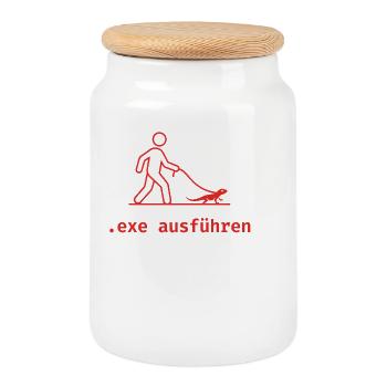 EXE Ausführen Lustige Admin Geschenke - Keksdose mit Holzdeckel - Weiß - Vorne