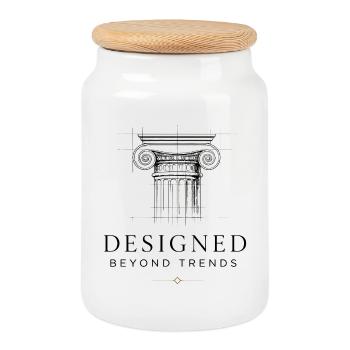 Luxury Minimalism Elegant & Timeless Premium - Cookie Jar with Wooden Lid - white - Front