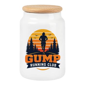 Trail Running - Running Club - Cookie Jar with Wooden Lid - white - Front