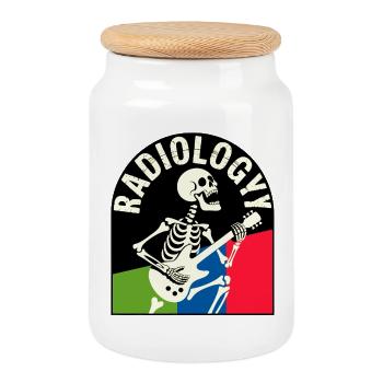 X-ray Radiology Skeleton Rock Guitarist - Cookie Jar with Wooden Lid - white - Front
