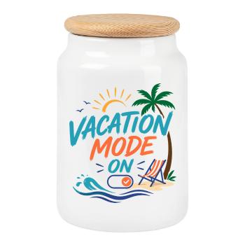 Mode vacances activé - Boîte à biscuits avec couvercle en bois - blanc - Devant