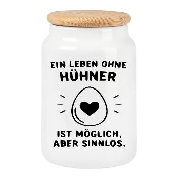 Ein Leben ohne Hühner  - Keksdose mit Holzdeckel - Weiß - Vorne