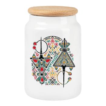 Jewels of Kabylia - Cookie Jar with Wooden Lid - white - Front
