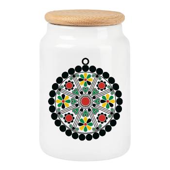 Jewels of Kabylia - Cookie Jar with Wooden Lid - white - Front