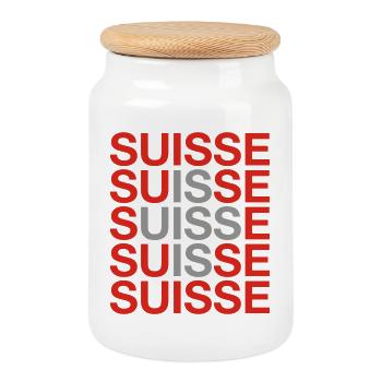 SCHWEIZ 2024 - Schweiz - Suisse -Suisse - Boîte à biscuits avec couvercle en bois - blanc - Devant