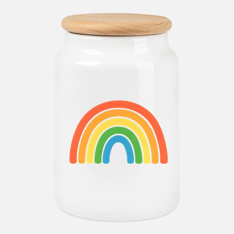Regenbogen - Keksdose mit Holzdeckel - Weiß