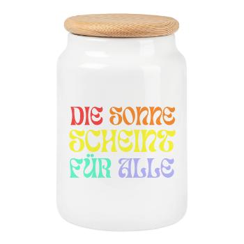 Die Sonne scheint für alle - Keksdose mit Holzdeckel - Weiß - Vorne