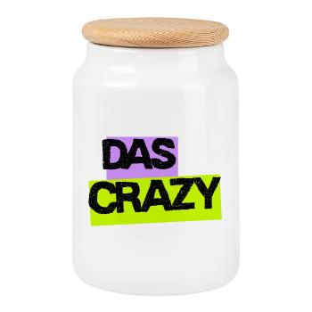 The Crazy - Design avec des couleurs néon - Boîte à biscuits avec couvercle en bois - blanc - Devant