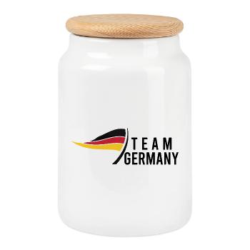 Team Germany - Keksdose mit Holzdeckel - Weiß - Vorne