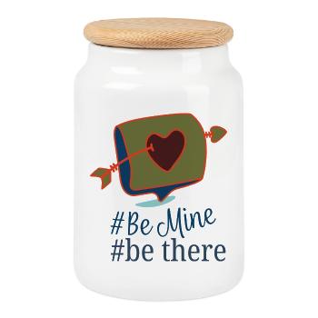 Saint-Valentin - Boîte à biscuits avec couvercle en bois - blanc - Devant
