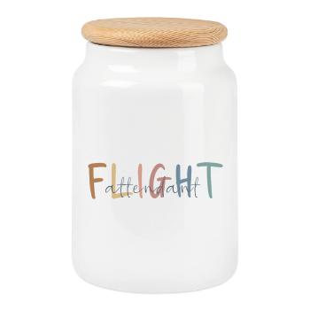 Flugbegleiter Geschenk - Flight Attendant Geschenk - Keksdose mit Holzdeckel - Weiß - Vorne