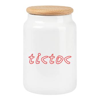 Tictoc - Boîte à biscuits avec couvercle en bois - blanc - Devant